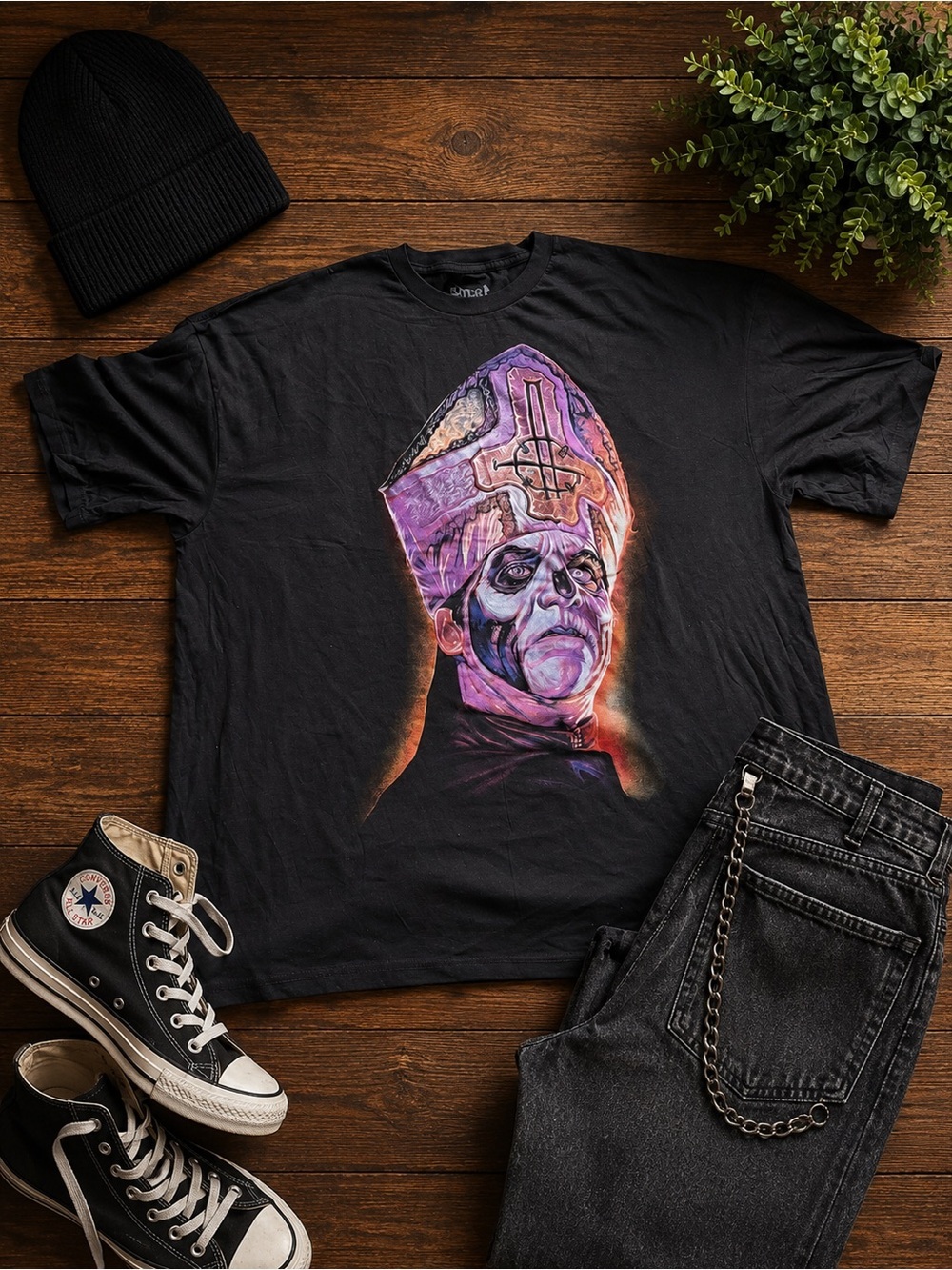 GHOST Papa Emeritus Graphic Tee Black Purple Neon Band T Shirt Gothic Metal 3XL - Picture 10 of 10